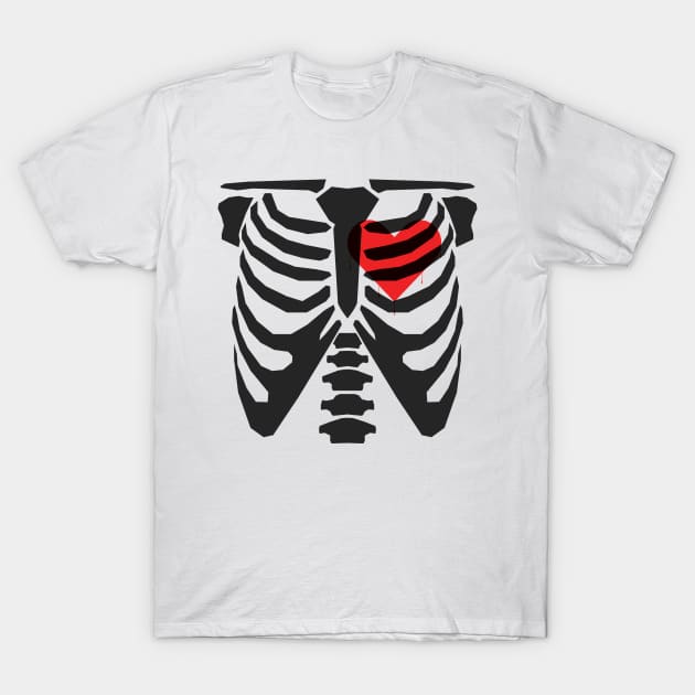 Caged Heart (Black v2) T-Shirt by Avengedqrow